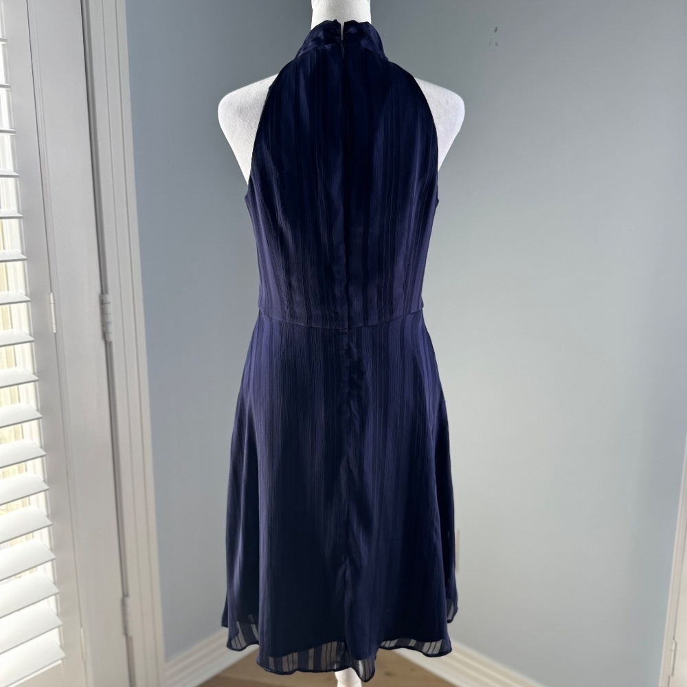 Banana Republic Navy Blue Halter Stripe Dress Size 6 - Picture 2 of 11